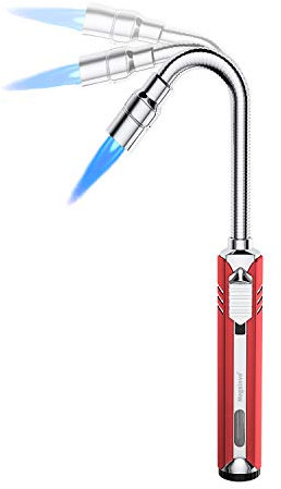 Megainvo Accendino a gas ricaricabile, per campeggio, fornelli, candele, forno, barbecue (senza gas di buteno)