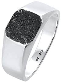 Kuzzoi Siegelring Herrenring 11 mm quadratisch matt oxidiert 925 Silber | Klassischer Herren Silberring breit Band Ring für Männer in der Ringgröße 60 - 66 (56)