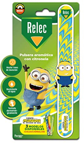Relec Pulsera aromática con cintronela Minions con juguete extraible para actividades al aire libre, ofrece hasta 1 mes de duración