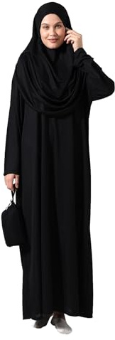 ihvan online, Muslimische Kleider für Frauen, Einteiliges Langarm-islamisches Gebetskleid, Schwarz, X-Small-XX-Large