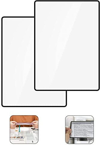 2 Pezzi Lente Fresnel D'Ingrandimento, Ingrandimento Da Lettura Formato, Lente d'Ingrandimento A4, Lente di Ingrandimento Della Pagina, per i Libri, Giornali e Mappe, Anziani o Scarsa Visione