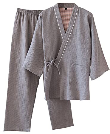 Pijama Hombre Estilo Japonés Gasa Algodón Kimono Japonés Traje Talla L