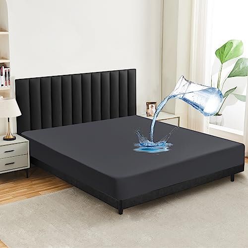 mafudoxi Matratzenschoner Wasserdicht 90x200 cm, Inkontinenz Spannbettlaken, Atmungsaktiv Matratzenschutz Bettlaken, Nässeschutz Spannbetttücher, Inkontinenzunterlage Waschbar bei 60° - Anthrazit