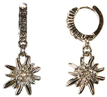 Alpenflüstern Trachten-Creolen Strass-Edelweiss - Damen-Trachtenschmuck, Trachten-Ohrringe mit Strass-Steinen (silber-farben) DOR056