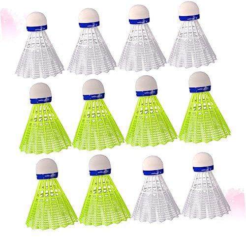 INOOMP 12stücke Nylon Kunststoff Badminton Shuttlecocks Strapazierfähige Sportzubehör Für Schüler Und Teenager Gelb Weiß Für Fitness Und Freizeitaktivitäten