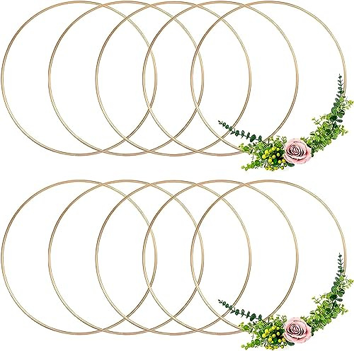 songyea 20 Stück Metallringe,10cm Handwerkliche Metallring,Deko Ringe zum Aufhängen,Metallring Gold Traumfänger Ringe, für Rund Metallringe zum Basteln,Traumfänger Ring,Blumen Reifen (Gold)