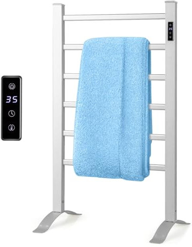 COSTWAY Handtuchwärmer 100W, Handtuchhalter Aluminium Heizkörper 10min bis 60℃, 8H Timer & Überhitzungsschutz, mit LED Display (54 cm x 35 cm x 91 cm)
