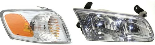 BLINGEDITION 1pc Headlight Halogen Bulb Passenger Side Clear Lens and Corner Light Kit 81110AA020 16573837 TO2531136 81510AA020 KIT-111116-65 TO2503130