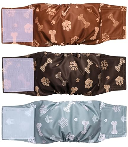 Beilei Creations Premium waschbare Bauchbänder für Rüden, (3er Pack) von Hundewindeln & Hundebauchbänder (S, drucken)