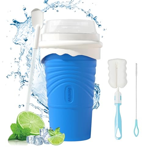 SCBOY Slushy Maker,Eis zum kneten slushy becher,Silikon slushy maker cup,Slush becher mit Strohhalmlöffel und Tassenbürste für Slushie Eis