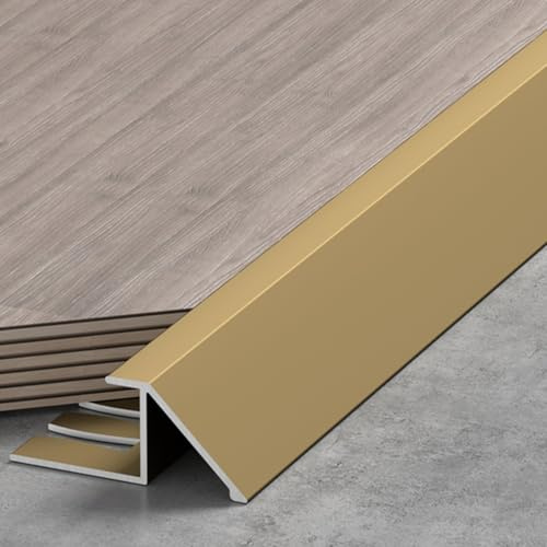 EliteBloom Transition Strip Wood Flooring Transition Ramp Reducer, Indoor Metal Threshold Cover for Uneven Floors/Tiles/Carpet, Laminate Underlay Edge Trimming Bar (Color : Gold, Size : 10Mm-12Mm)