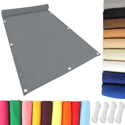 Sonnensegel Wasserdicht 5 x 5.5 m Sonnenschutz Sunsegel, Segel Baldachin, Rechteckige Markise Rechteckig 98% UV Schutz mit Seilen für Außenbereich,Garten, Hellgrau