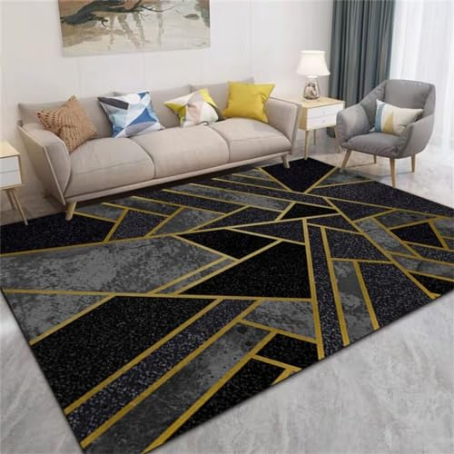 Xiaosua XXL Teppich180x250CM Outdoor Teppich Terasse jugendzimmer mädchen Leicht zu reinigender Flurteppich mit modernem Streifenmuster Schwarz büro