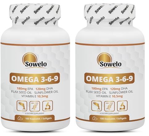 Sowelo Omega-3-6-9-100 Softgels I die Mängel ausgleicht und den Gehalt an Fettsäuren I Unterstützt die Natürliche Immunität I Einfluss auf die Senkungm LDL-Cholesterins (2-Pack)