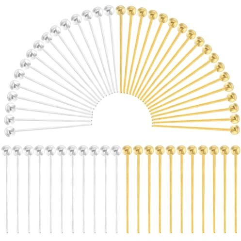 SOFPLATE 1 Box 600 Stück 20mm Kugelkopfstifte Goldene Kopfstifte Gold Silber Kopfstifte Messingnadeln Kopfstift Beschläge Zur Schmuckherstellung Zubehör DIY Baumelnde Ohrringe Basteln