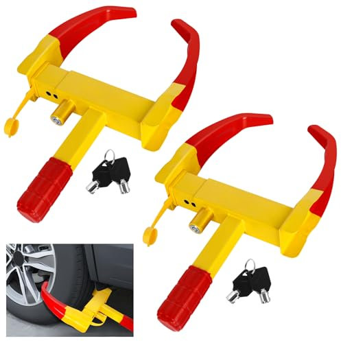 2 Stück Radkralle Parkkralle Wegfahrsperren Anhängerschloss mit Kupferkern Sicherheitsschloss & 2 Schlüsseln für Autos Wohnwagen Anhänger Motorrad Trucks wohnmobil radklemme