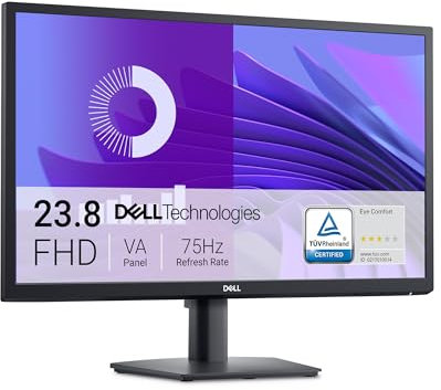 Dell E2425H 24 Full HD (1920x1080) Monitor, 75Hz, VA, 5ms, VESA (100x100mm), DisplayPort, VGA, 3 Anni di Garanzia, Nero