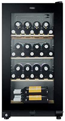 35 Bottle Single Zone Wine Cooler - Compressor Wine Fridge with Anti-UV Tempered Glass Door and Frost Protection