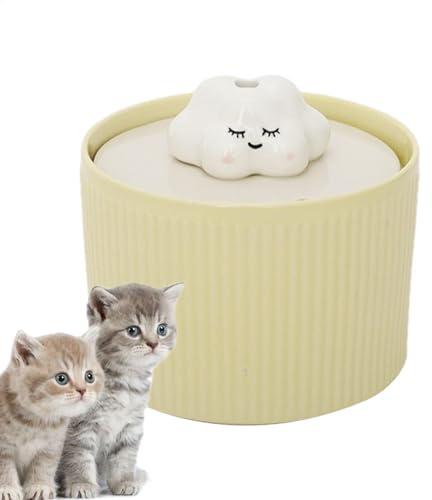 Fuente de agua para gatos de cerámica – Automático gato que bebe fuente, tranquila fuente para el perro | 1,2 litros de hidratación de gato interior de orinar, dispensador de agua para gatos