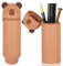 Lotvic Kawaii Federmäppchen, 2-in-1 Mäppchen aus Weichem Silikon, Stand Up Federmäppchen, Capybara Mäppchen, Schlampermäppchen, Tier Stifthalter, Stifthalter Bleistifttasche Mädchen Junge (Capybara)