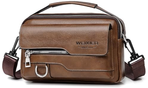 Borse a tracolla da Uomo, Pelle Piccola Borsa Vintage Shoulder Bag Crossbody Business Impermeabile Adatta per Tempo Libero, Lavoro, Viaggi