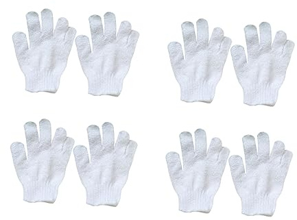Kinder Duschhandschuhe 8 Stück aus Nylon, Weiß, Beidseitig Nutzbar | Buntes Schaumbadetuch, für Kinder Geeignet, Leicht und Auszuziehen, Langlebig
