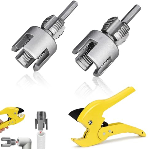 Rohrgewindeschneider Set, Rohrgewindeschneidwerkzeug 1/2 und 3/4 mit Rohrschneider Kunststoff Innen und Außen Außengewinde Schneiden für PVC/PPR-Rohre Kunststoffrohre