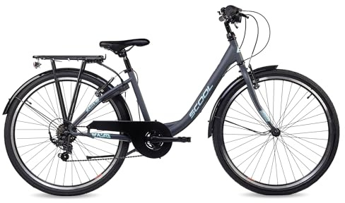 S’COOL Chix Jugendfahrrad 26 Zoll, 6-Gang Shimano Kettenschaltung, Leichter Rahmen, für Schule & Freizeit, Jugendliche 10–14 J., Farbe: Dark Grey/Aqua
