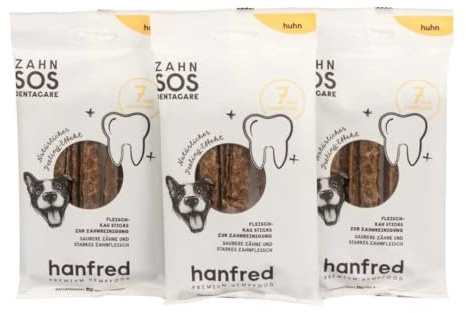 Hanfred Denta Stick Huhn – natürlicher Zahnpflege-Snack für Hunde Monoprotein & pflanzlichen Zutaten – unterstützt Zähne, Zahnfleisch & Maulhygiene, reinigt beim Kauen auf natürliche Weise (3x70g)