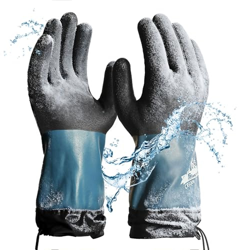 Schwer Wasserdichte Winterhandschuhe mit Grip, Thermischer Handschuh für leichte Arbeiten & Outdoor-Abenteuer, Wandern, Landwirtschaft, Waschen,XXL
