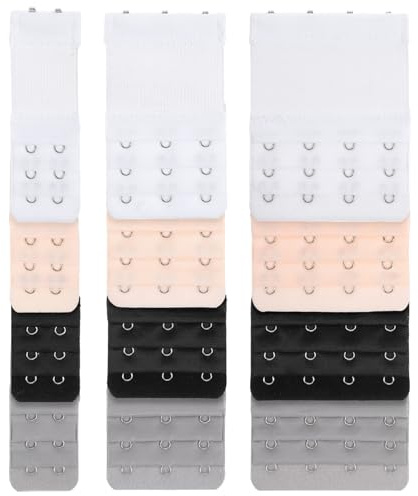 12-teilige BH Verlängerung, BH Erweiterung Verstellbare für Damen, 2/3/4 Haken Elastische Träger, Bequem für Enganliegende BHS (4 Farben)
