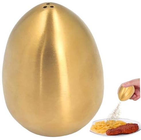 Salzstreuer, eiförmig, goldene Farbe, 3-Loch-Pfefferstreuer mit zu öffnendem Boden zum Nachfüllen, Edelstahl-Gewürzspender für die Küche beim Kochen, Gewürzsalzspender