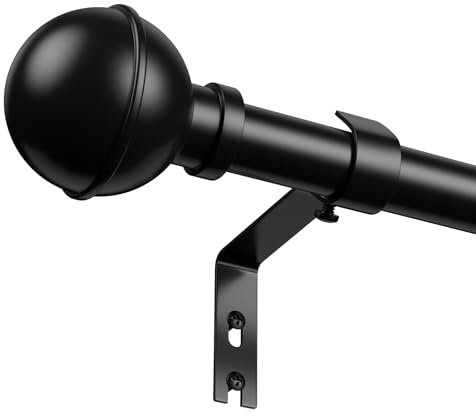 PeSenp Gardinenstange Schwarz 84-225cm 16mm Metall-Vorhangstange | Ausziehbar