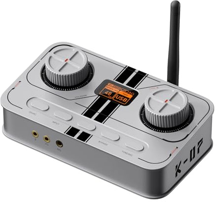 Fosi Audio K7 DAC Hörlursförstärkare, USB-C DAC Förstärkare för Gaming PC PS5, Bluetooth aptX HD LL, Optisk/Koaxial Ingång, 3,5 mm/4,4 mm Balanserad/RCA Utgång, Vit