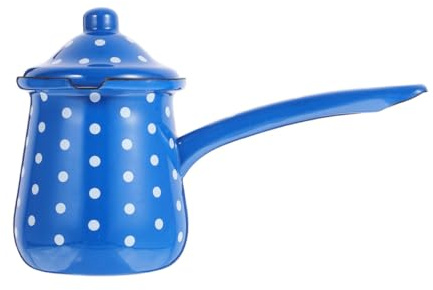 PAMINGONO Vintage Enamel Turkish Coffee Pot and Large Blue White Dot Milk Jug, Multi-Function Reusable Coffee Container for Home Kitchen and Tea Accessories