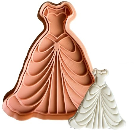Tagliabiscotti.it - Vestito Principessa – Cookie Cutter per biscotti o decorazioni - Cookies Cutter - Formina per Biscotti e PDZ - Stampo + Cutter - 10cm x 9,5cm x 1,2cm