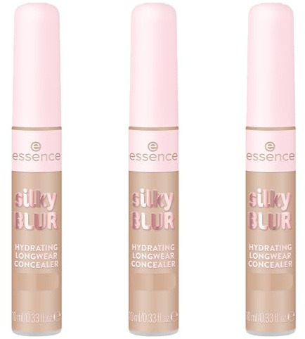 essence silky BLUR HYDRATING LONGWEAR CONCEALER, Nr. 200, Braun, feuchtigkeitsspendend, langanhaltend, abdeckend, vegan, ohne Parfüm, ohne Parabene, ohne Mikroplastikpartikel, 3er Pack (3x10ml)