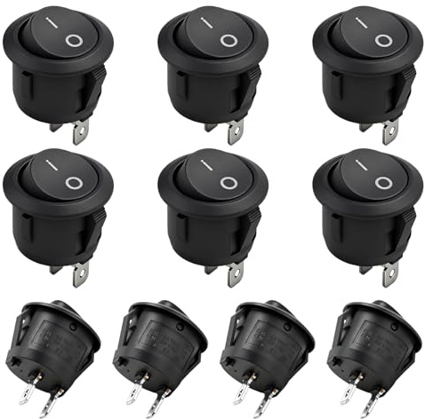10 interruttori a levetta 12 V, rotondi, mini interruttore a bilanciere a 2 poli, impermeabile, rotondo, interruttore a bilanciere per auto, barca, elettrodomestici (10 pezzi)