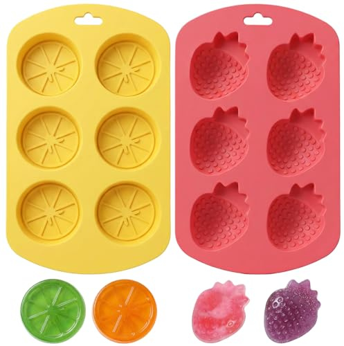 2Pcs Silicone Fruit Molds Small Strawberry Lemon Shaped Mold Silicone for Making Gummies, Candy, Chocolate, Jelly, Dessert