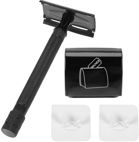 FENICAL Rasoir Vintage Double Face en Alliage de Zinc pour Homme, Tondeuse à Barbe Manuelle Portable Support, pour Usage en Barbershops et Voyages