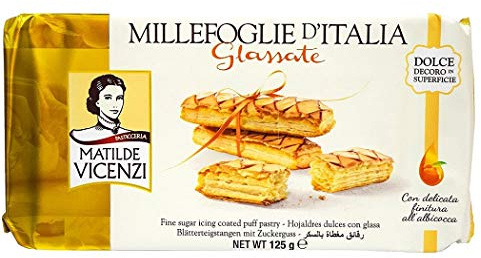 6x Matilde Vicenzi Millefoglie d'Italia Glassate Kekse gefrosteter Blätterteig Aprikosenfüllung 125g