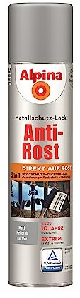 Alpina Metallschutzlack Sprühdose – Matt – Hellgrau – Anti-Rost-Lack für einen Langzeit-Korrosionsschutz – Witterungs- und UV-beständig – 400ml