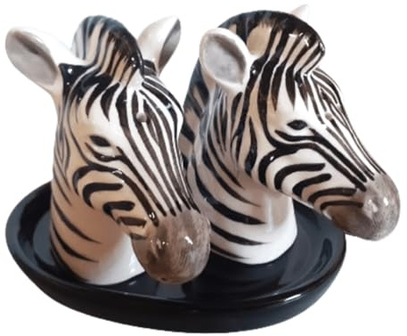 Keramik Salz- und Pfefferstreuer Set, Tiermotiv, Fauna, ca. 13 x 9 cm (Zebra)