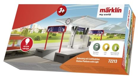 Märklin My World – 72213 - Bahnsteig mit Lichtfunktion – Modellbahn Zubehör – Spur H0