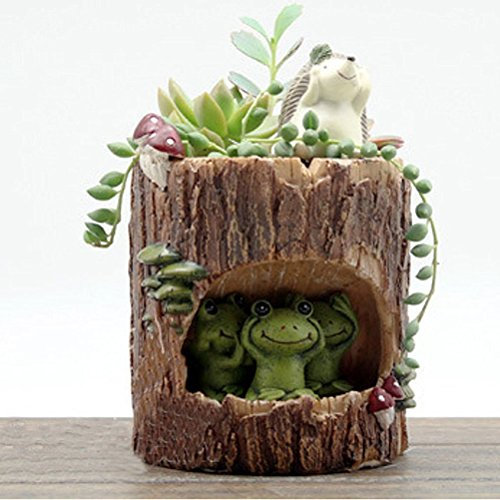 OULII Niedlicher grüner Frosch-Blumensedum, Sukkulenten-Blumentopf, Bonsai, Pflanzenbox, Bed Garden Home Office Schreibtisch Pot Decor