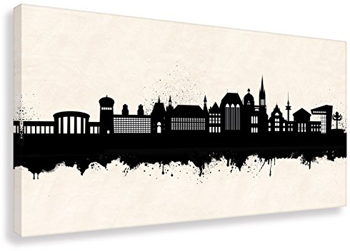 Kunstbruder Wandbild - Aachen Skyline SW (div. Größen) - Leinwandbild Kunstdruck Dekoration Street Art Like Banksy Esszimmerbild 30x60cm