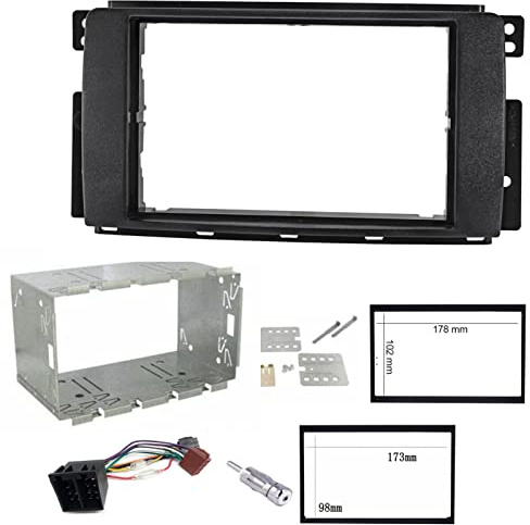 Sound-way Double din car stereo radio installation kit facia adapter compatible with Smart 451 Car ForTwo 2007-2010 Black
