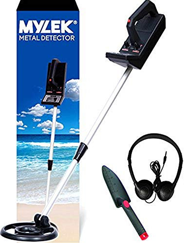 MYLEK Metal Detector Kit Height Adjustable With Waterproof Search Coil - Detects All Gold, Silver, Non-Ferrous Metals, Treasure, Lightweight With Headphones And Shovel, Kids Adults Beginners