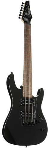 J & D ST IC E-Gitarre, elektrische Gitarre mit Humbucker Tonabnehmer, 7 String Electric Guitar in hochglanz schwarz, 7-Saiter Gitarre für Metal