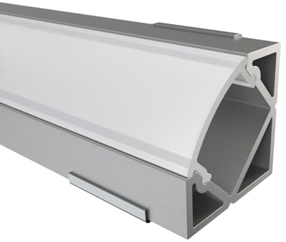 Alumino - LED Aluminium Eckprofil Eloxiert - 200 cm - mit Zubehör und Opaler Abdeckung - für 12 mm LED-Streifen - 2 m - für Innen und Außen - MOSEL